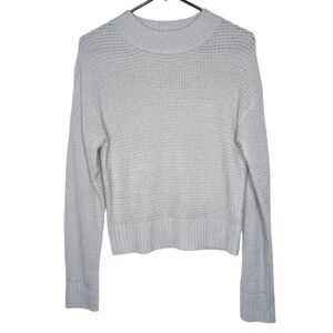 Lulus Campfire Cozy Light Gray Cropped Sweater Knit Crewneck Sweater Size XS